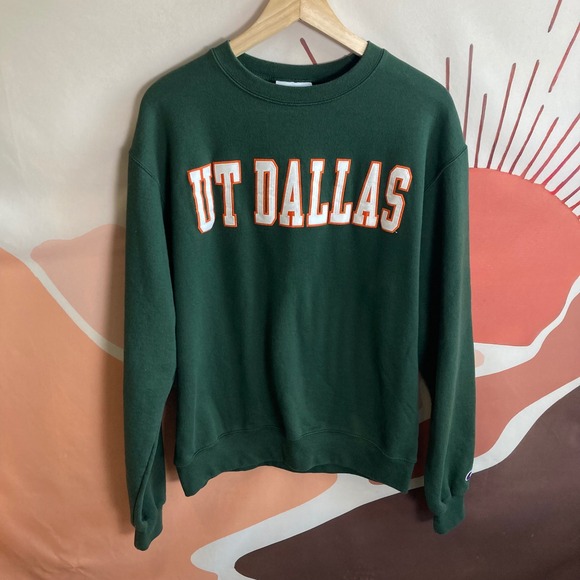 Champion UT Dallas Unisex Sweatshirt Medium Green Crewneck Pullover University - Picture 1 of 7